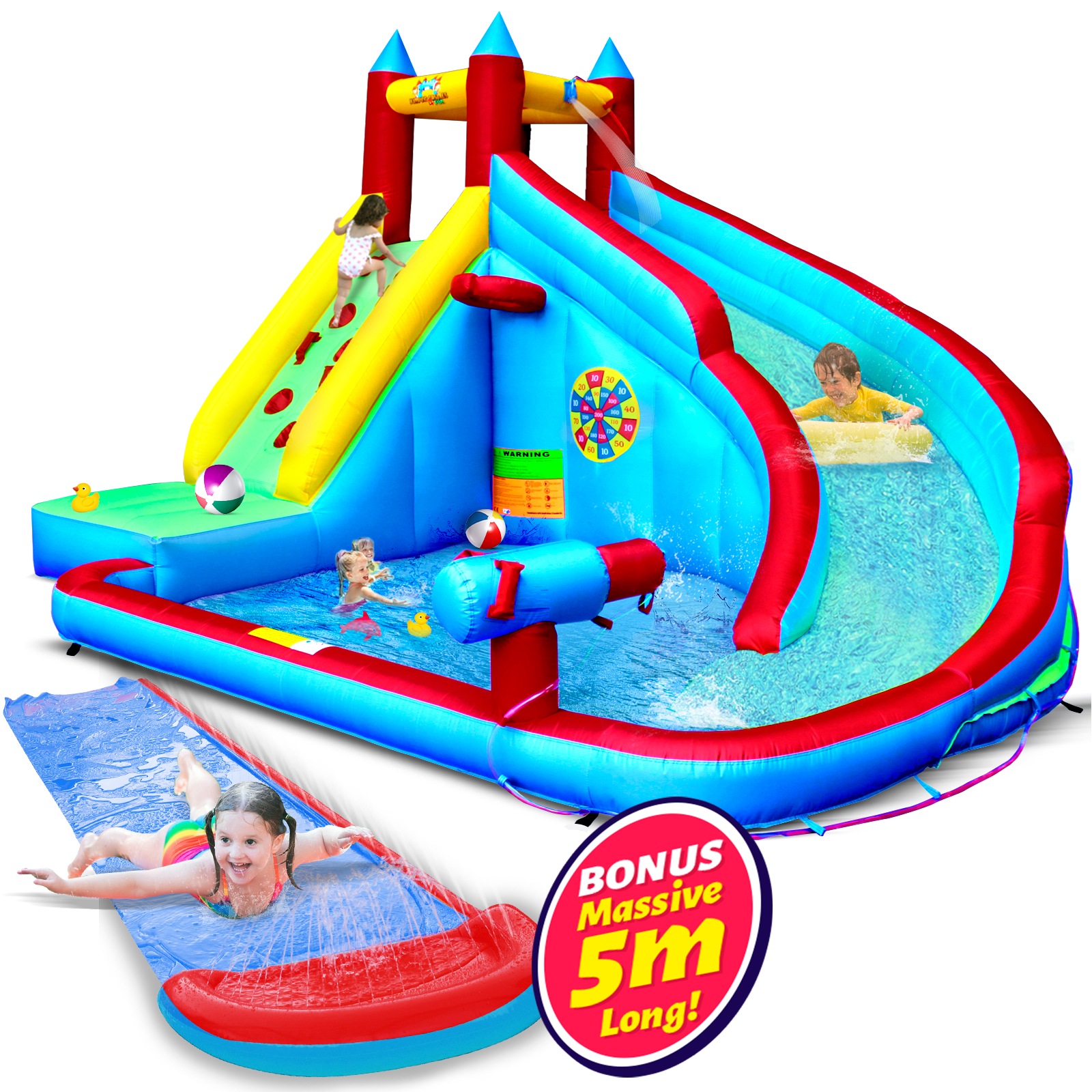 Jump 4 Fun Water Slide Jumping Castle Pool with Velcro dart game and