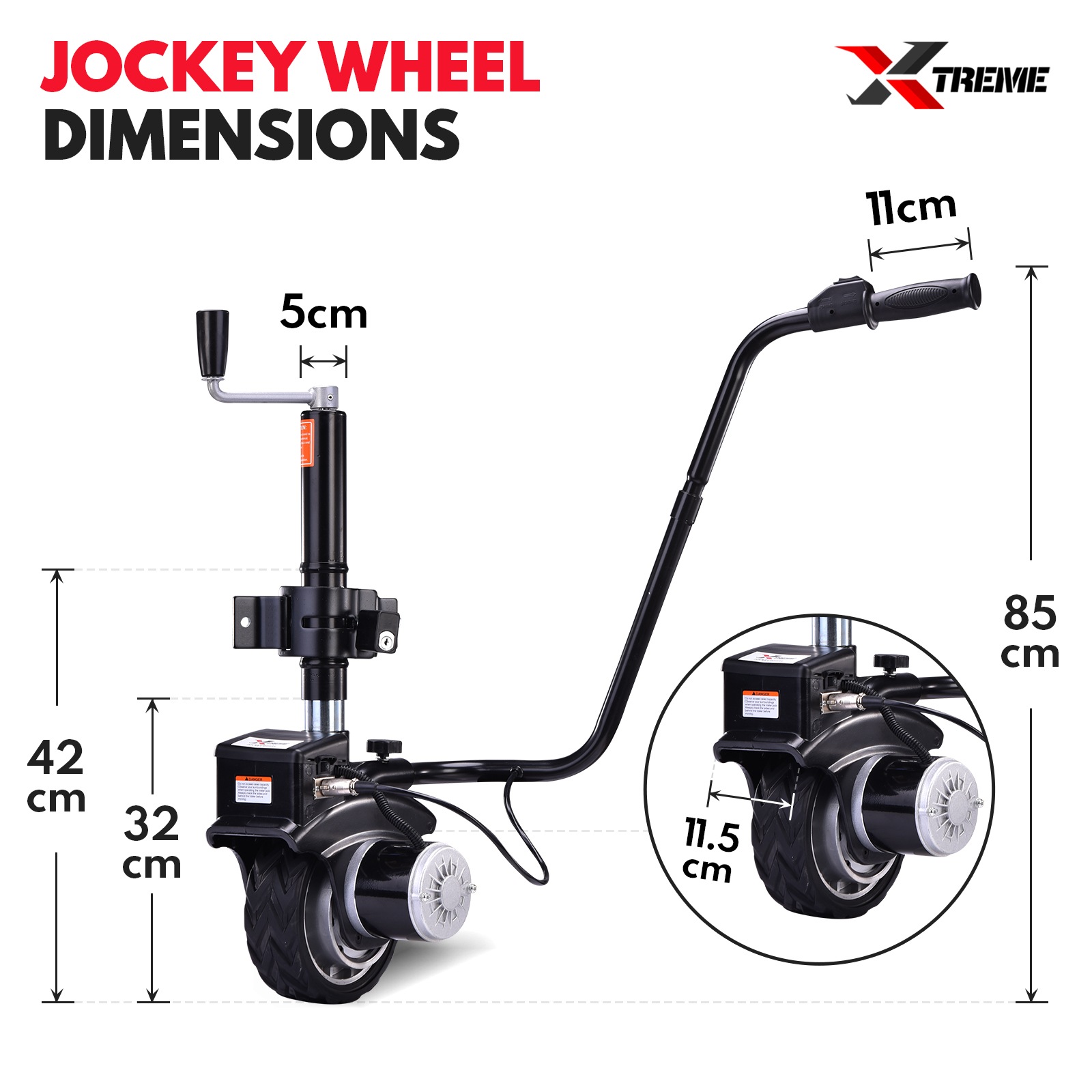 XTREME Motorised Jockey Wheel 12V 350W Electric Power Trailer Mover