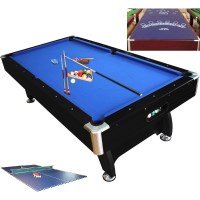 MDF Full Pool Table With Table Tennis Table Top in Black 8ft