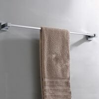 Square 304 Stainless Steel Single Towel Rail Rack Holder Bar 600mm