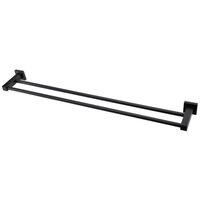 Bathroom Square Double Towel Rack Rail Black 600mm