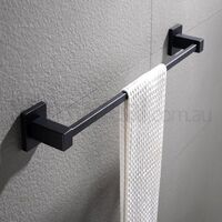 Bathroom Square Single Towel Rack Rail Black Bar 600mm