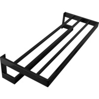 Square 5 Rail Towel Rack & Shelf Holder Rail MattBlack 600mm