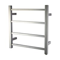 Square Wall Chrome Electric Heated Towel Rail Rack Warmer 4 Bars