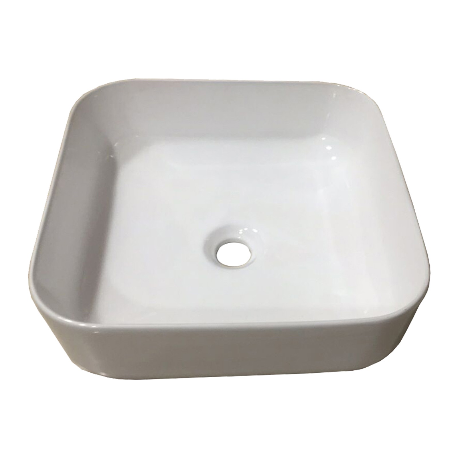 385*385*140mm Bathroom Square Above Counter White Ceramic Wash Basin