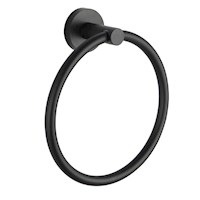 Euro Round Black Hand Towel Ring Wall Mounted