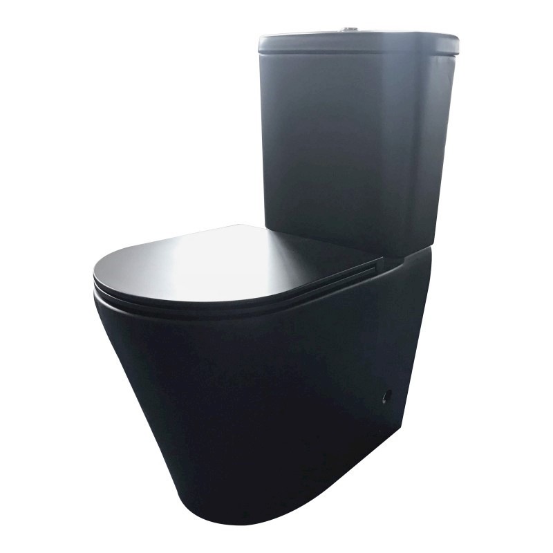 Bathroom Rimless Back To Wall Black Ceramic Toilet Suite 635*350*870mm