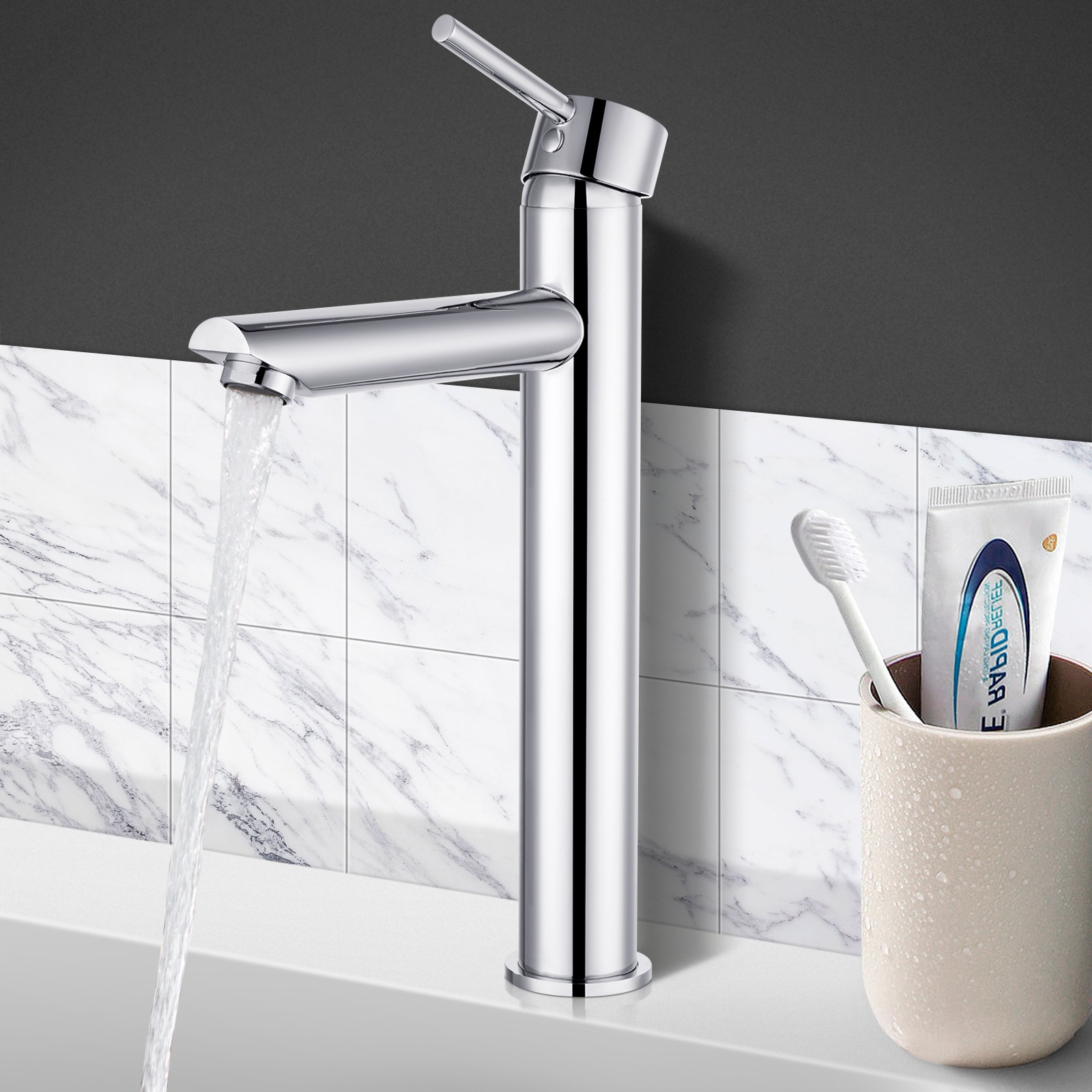 Lollipop High Rise Above/Counter Top Basin Mixer Tap Faucet Chrome