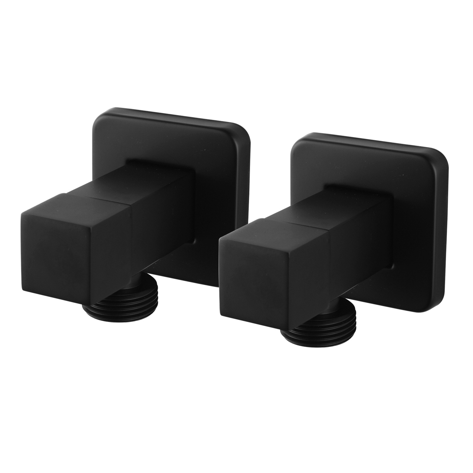 Square Black 1/4 Turn Laundry Washing Machine Stop Taps Pair Buy