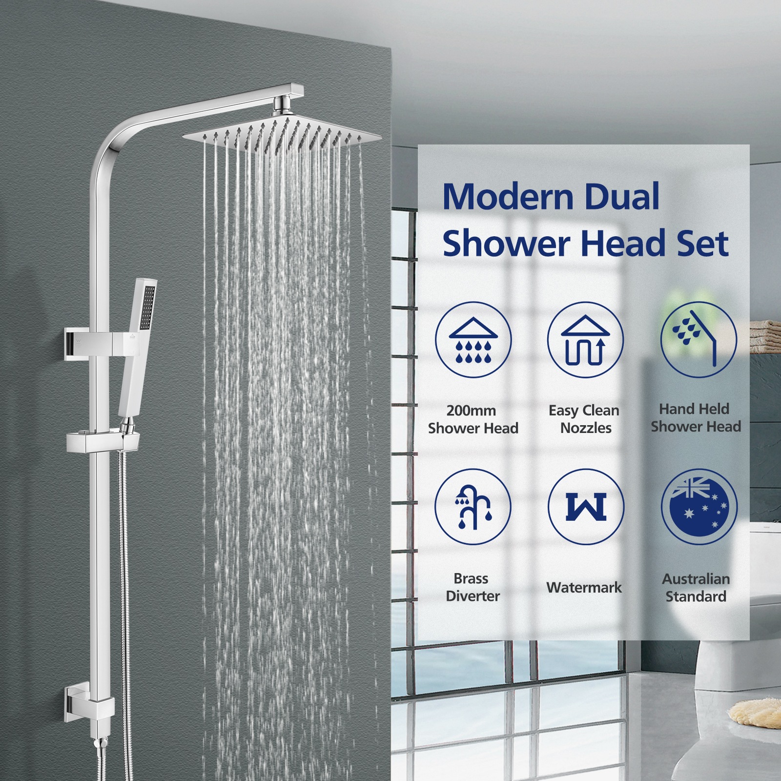 8' Rainfall Shower Station Hand Held Spray Head Sliding Rail Set Buy