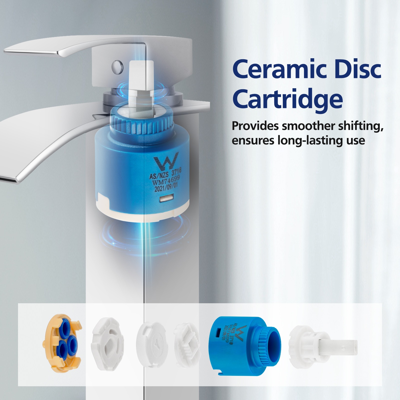 Tall Square Waterfall Bath Basin Mixer Tap Above Counter Top Faucet