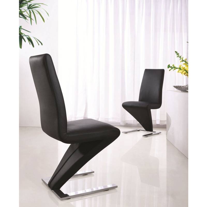 2x Contemporary Z Dining Chairs in Black PU Leather | Buy Dining Chairs