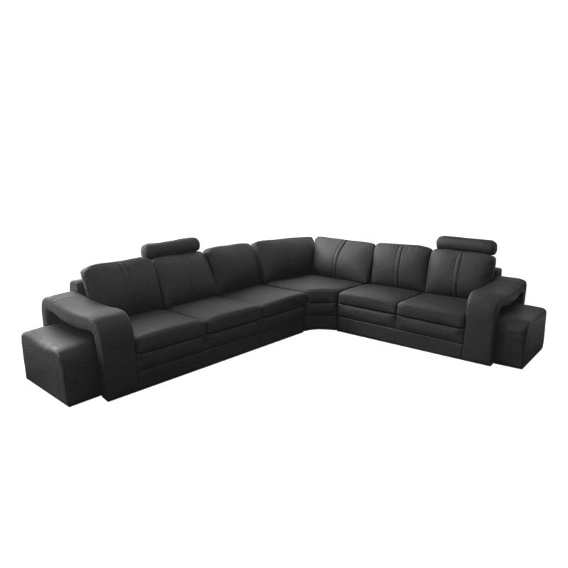 Majestic Bonded Leather Sofa W Ottomans In Black Buy Living Room