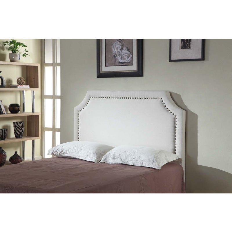 Julia Queen Size Fabric MDF Studded Headboard White | Buy Queen Size