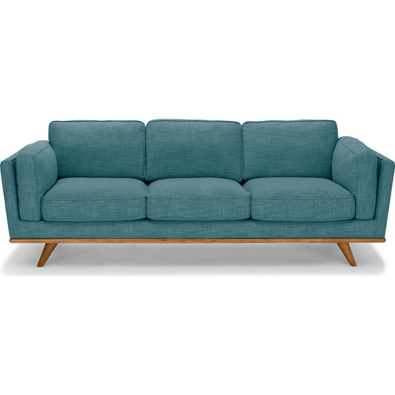 York 3 Seat Linen Fabric Sofa W Wooden Legs Teal Buy Sofas