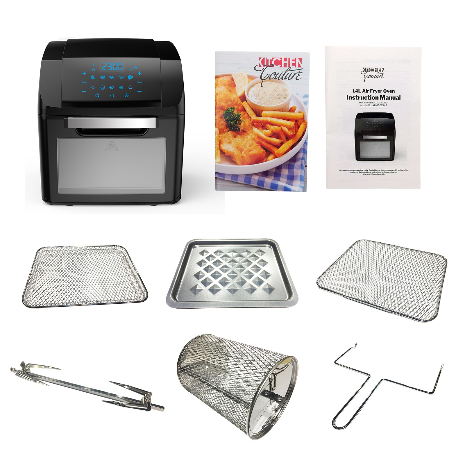 Kitchen Couture Air Fryer 14 Litre Multifunctional Digital Display Black Black 14 Litre Buy