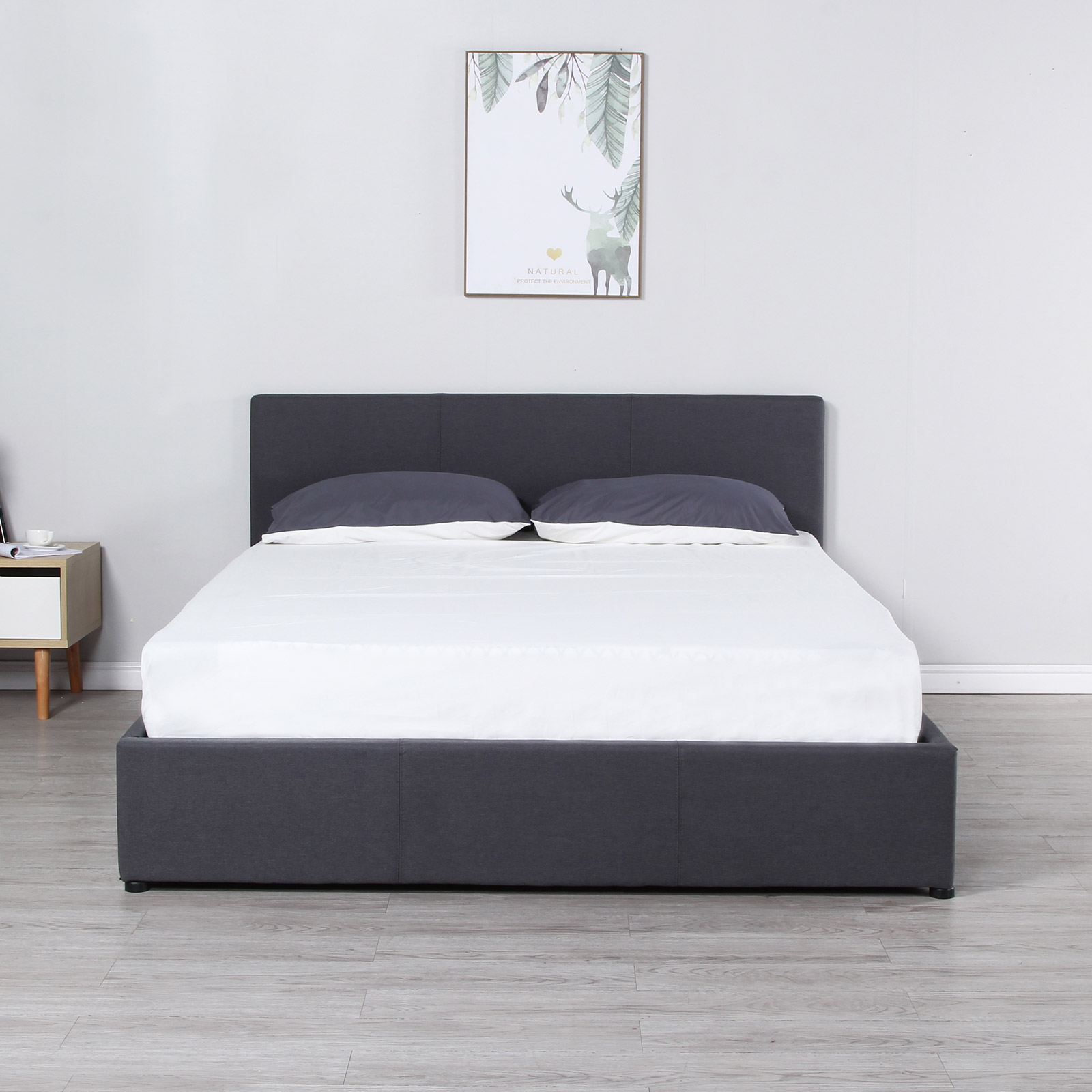 Milano Luxury Gas Lift Bed Frame And Headboard Queen King Black Beige