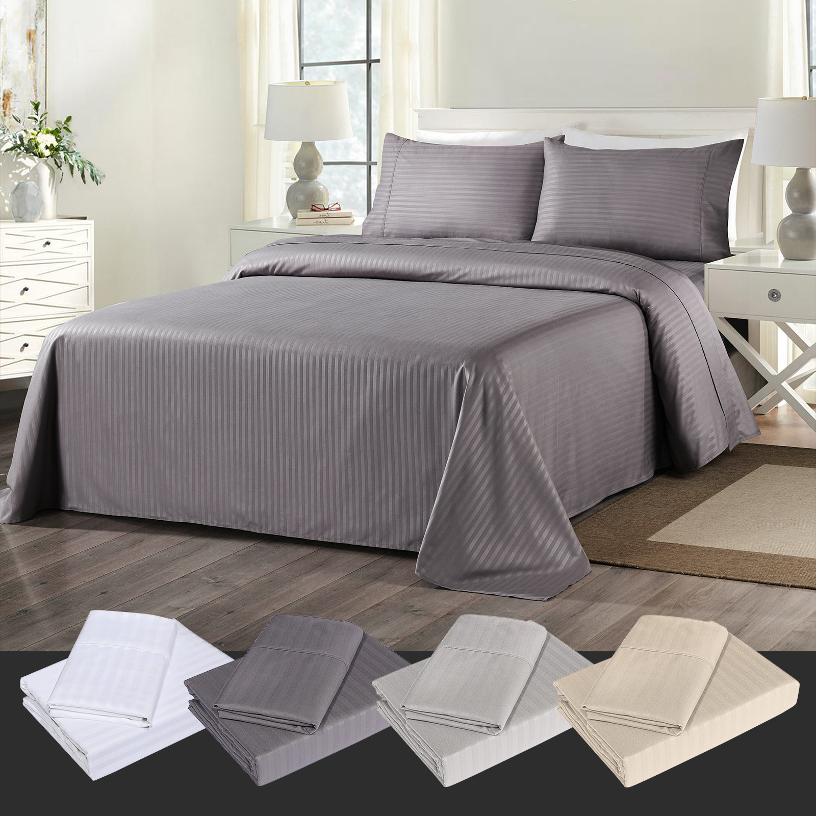 Royal Comfort Cooling Bamboo Blend Sheet Set Striped 1000 Thread Count Pure Soft Buy Sheet