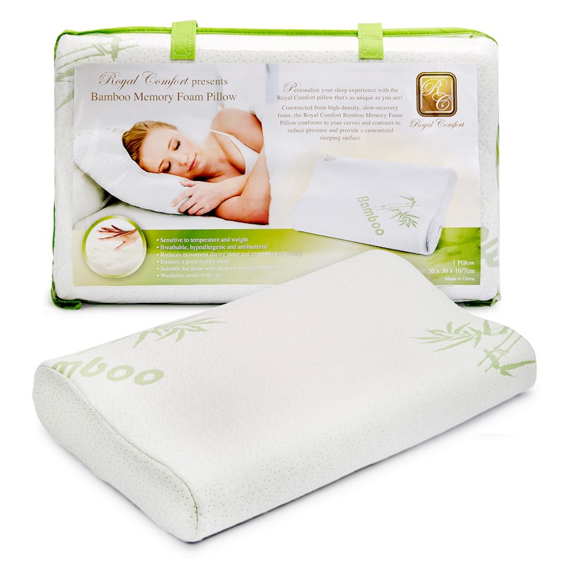 Bamboo Latex Foam Pillow Bamboo Fabric Cover Contoured//Standard Shapes