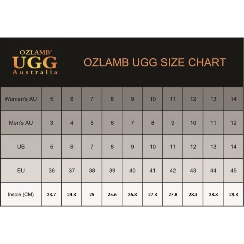 Ugg Moccasins Size Chart
