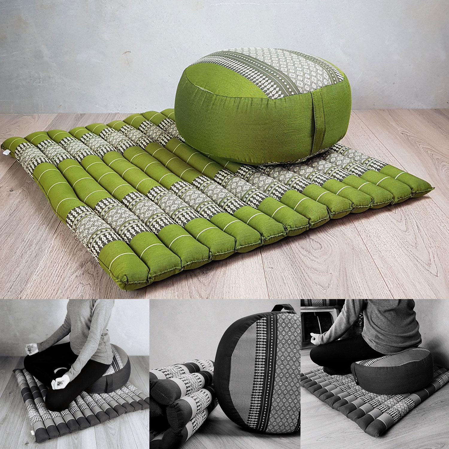 Foldable Zafu & Zabuton Meditation Cushion Set Filled with Organic