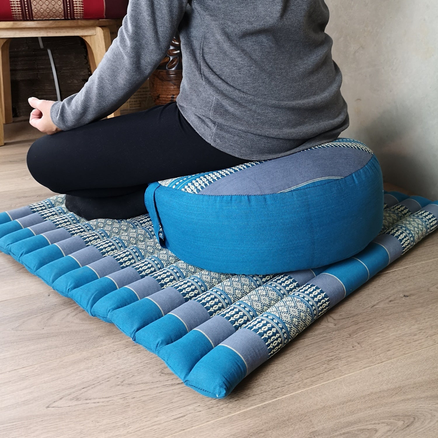 Foldable Zafu & Zabuton Meditation Cushion Set Filled with Organic