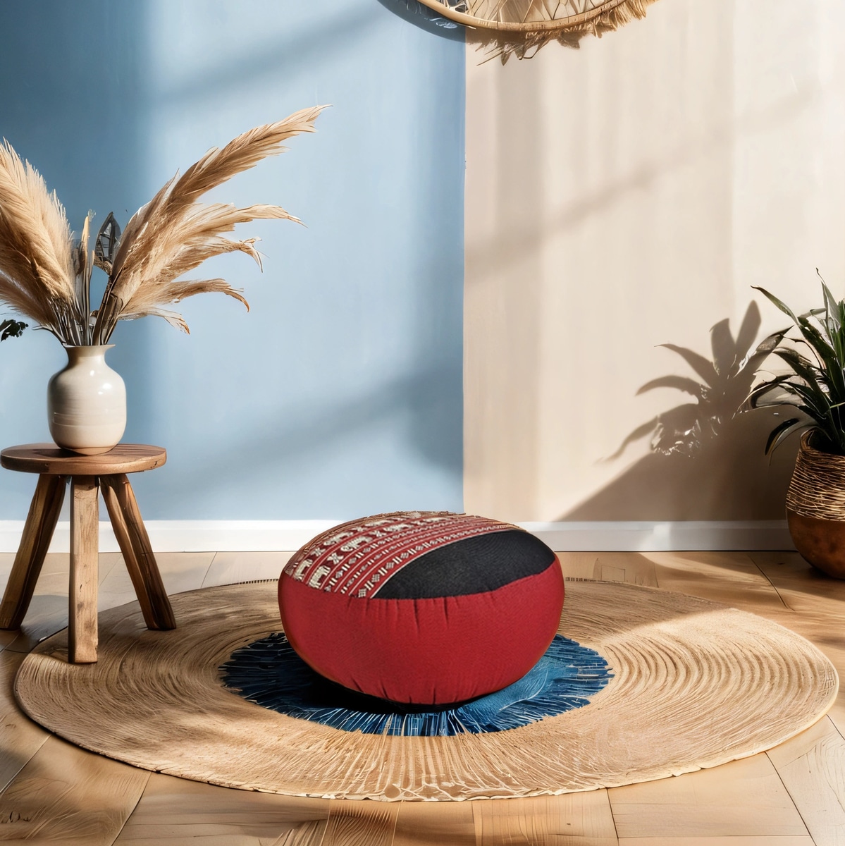 Kapok Filled Zafu Ottoman Pouf Pouffe Round Meditation Cushion Floor