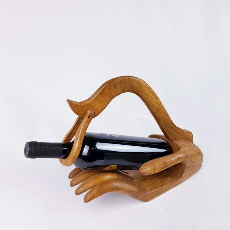 teak wine bottle holder