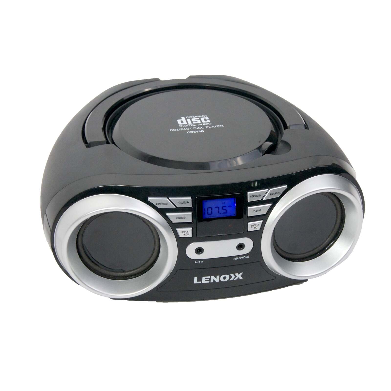 Lenoxx Portable CD Player with FM Radio & AUX in Black | Buy CD Players ...