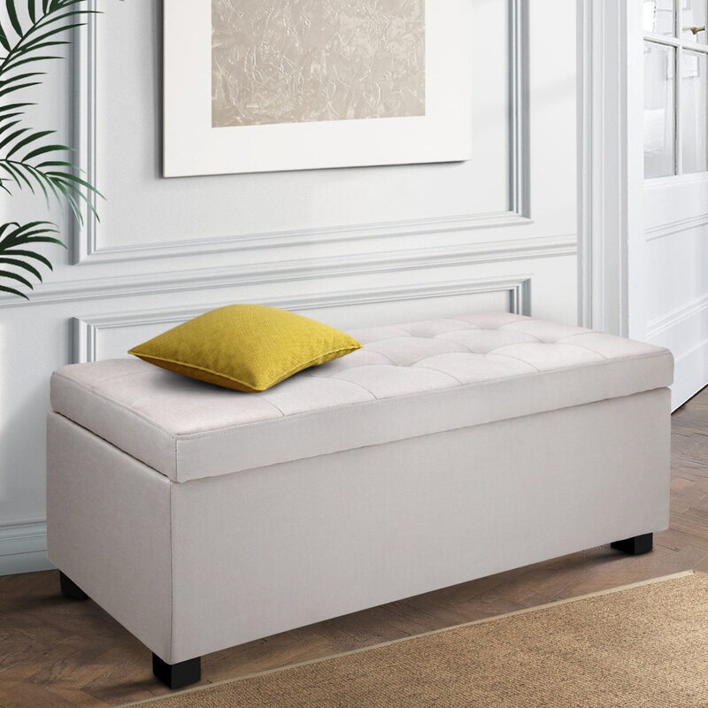 Large Fabric Storage Ottoman Beige Buy Ottomans 691036758821