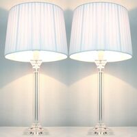 2x Elegant Designer Bedside Lamps - White Shades