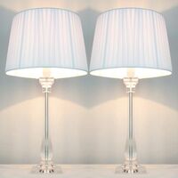 2x Classic Modern Bedside Lamps - White Shades