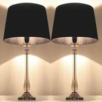 Two Modern Bedside Lamps with Black Shades