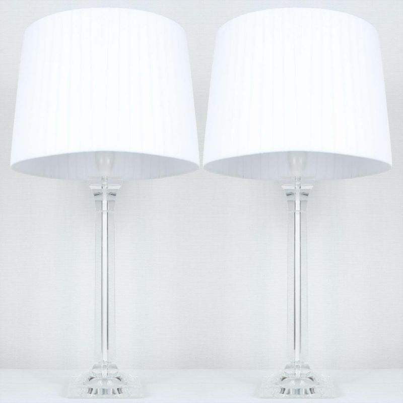 2x Elegant Designer Bedside Lamps White Shades Buy Table & Desk
