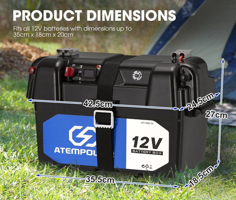 ATEM POWER Battery Box 12V Portable Deep Cycle AGM Universal Large