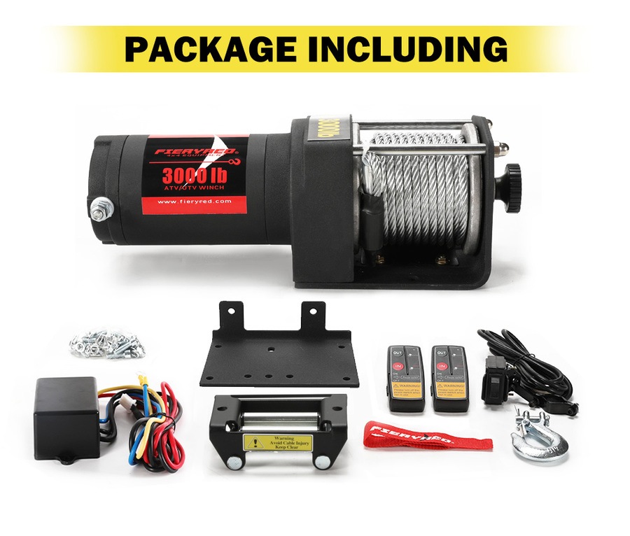 FIERYRED Wireless 3000LBS/1361KG 12V Electric Winch Steel Cable Boat