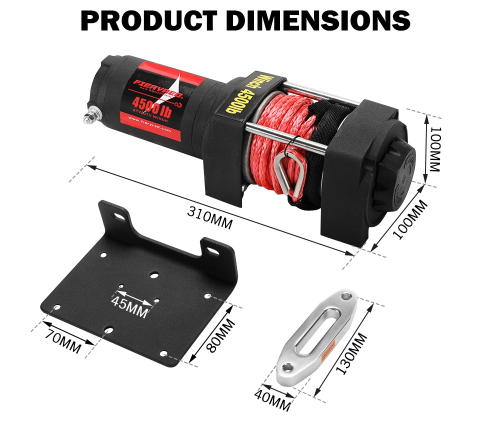 FIERYRED Wireless 4500LBS/2041kg 12V Electric Winch Synthetic Rope Boat