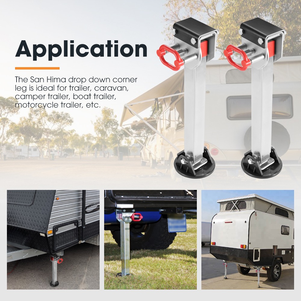 2x 740mm Drop Down Corner Steadies Stabilizer Legs Caravan Camper