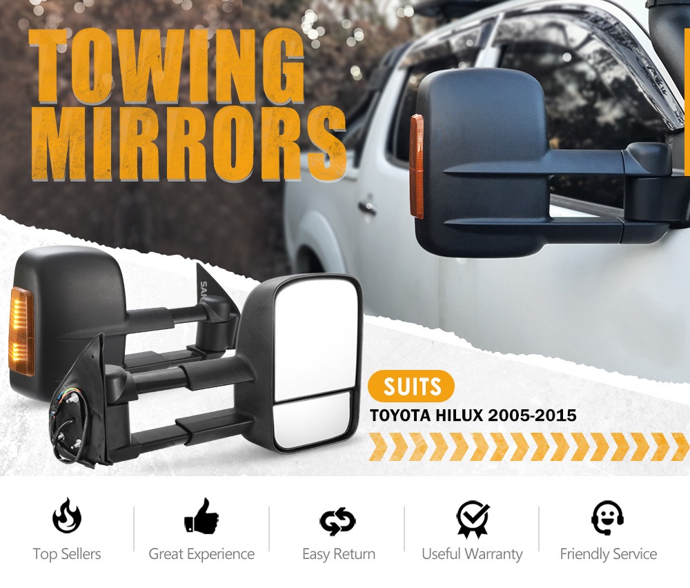 SAN HIMA Pair Extendable Towing Mirrors for Toyota Hilux 20052015 BLACK Buy Vehicle Side