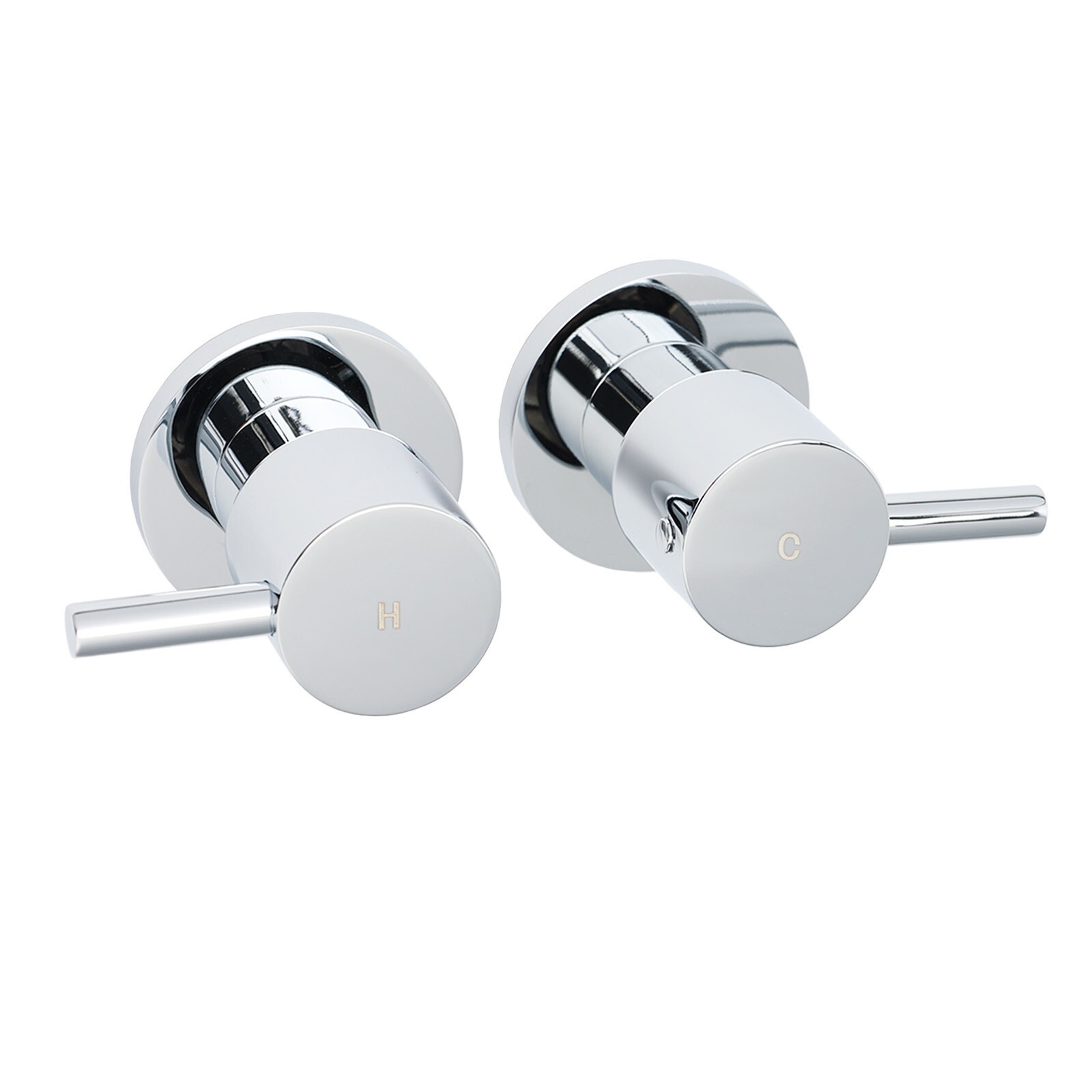 Brass 1/4 Turn Round Hot Cold Tap Pair Wall Set For Bathroom Shower