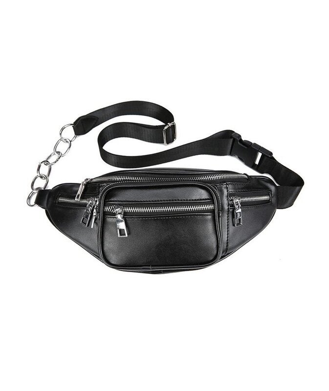 black leather bum bag