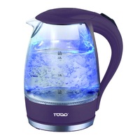TODO 1.7L Glass Cordless Kettle 2200W Blue Led Light Kitchen Water Jug Purple
