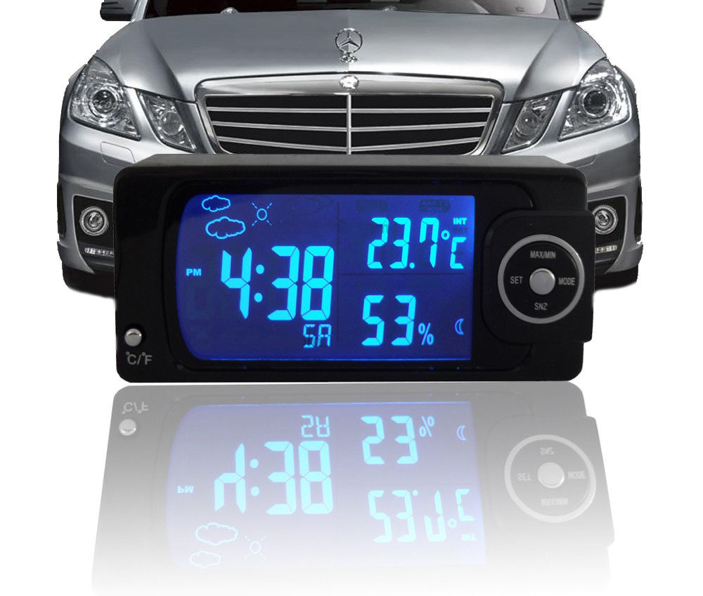 12V IN CAR DIGITAL WEATHER STATION BLUE BACKLIT LCD TEMPERATURE ...