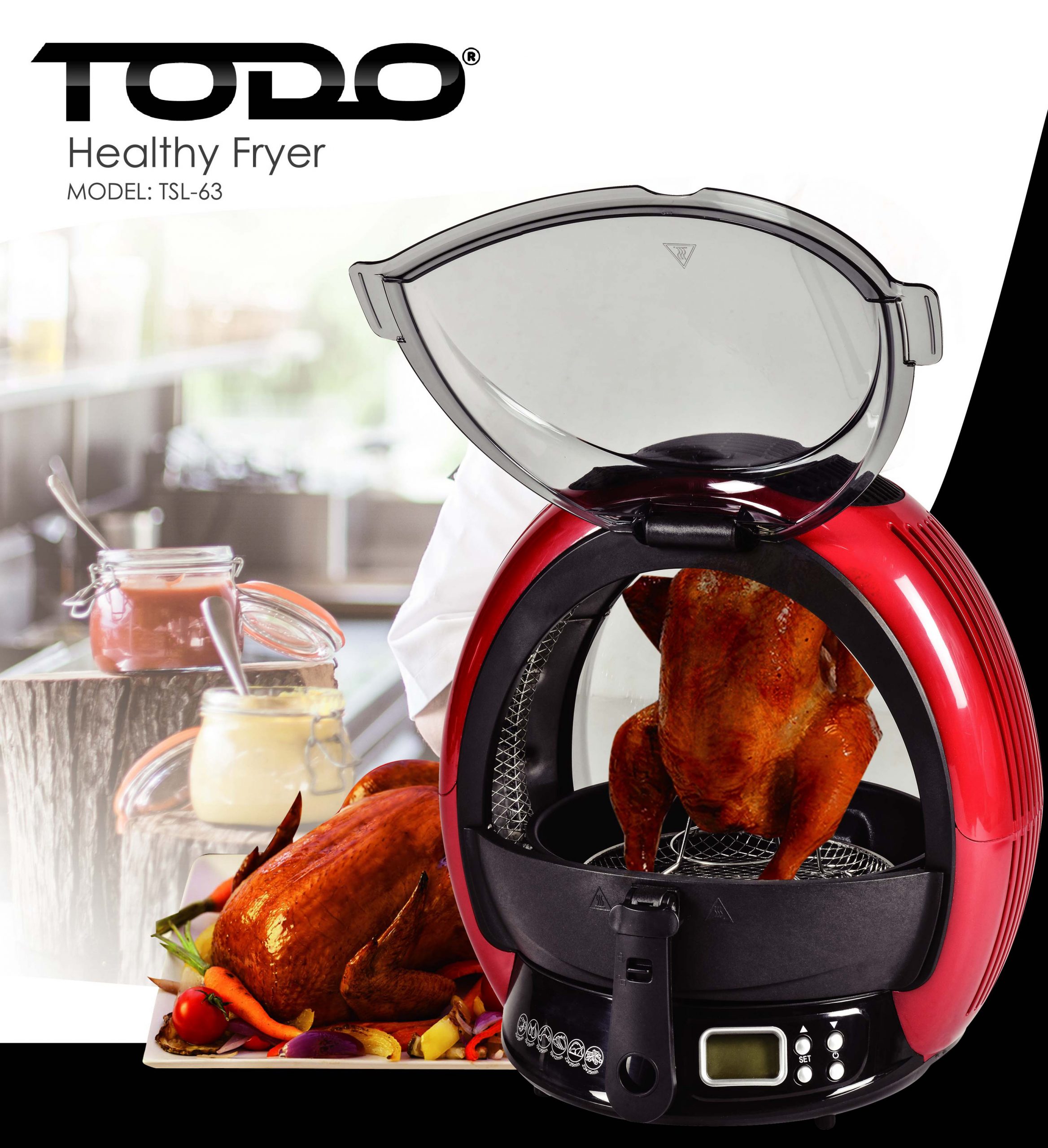 1500W HEALTHY AIR FRYER ROTATING OVEN MULTI COOKER GRILL FRY DIGITAL