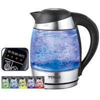 TODO 1.8L Temperature Control Glass Cordless Kettle 2200W Led Water Jug Black