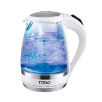 TODO 1.5L GLASS CORDLESS KETTLE ELECTRIC BLUE LED LIGHT 360 CLEAR JUG WHITE