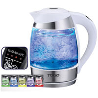TODO 1.8L Glass Cordless Kettle Electric Blue Led Light Keep Warm 360 Jug White