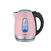 TODO 1.7L STAINLESS STEEL CORDLESS KETTLE 2200W BLUE LED LIGHT ELECTRIC WATER JUG PINK