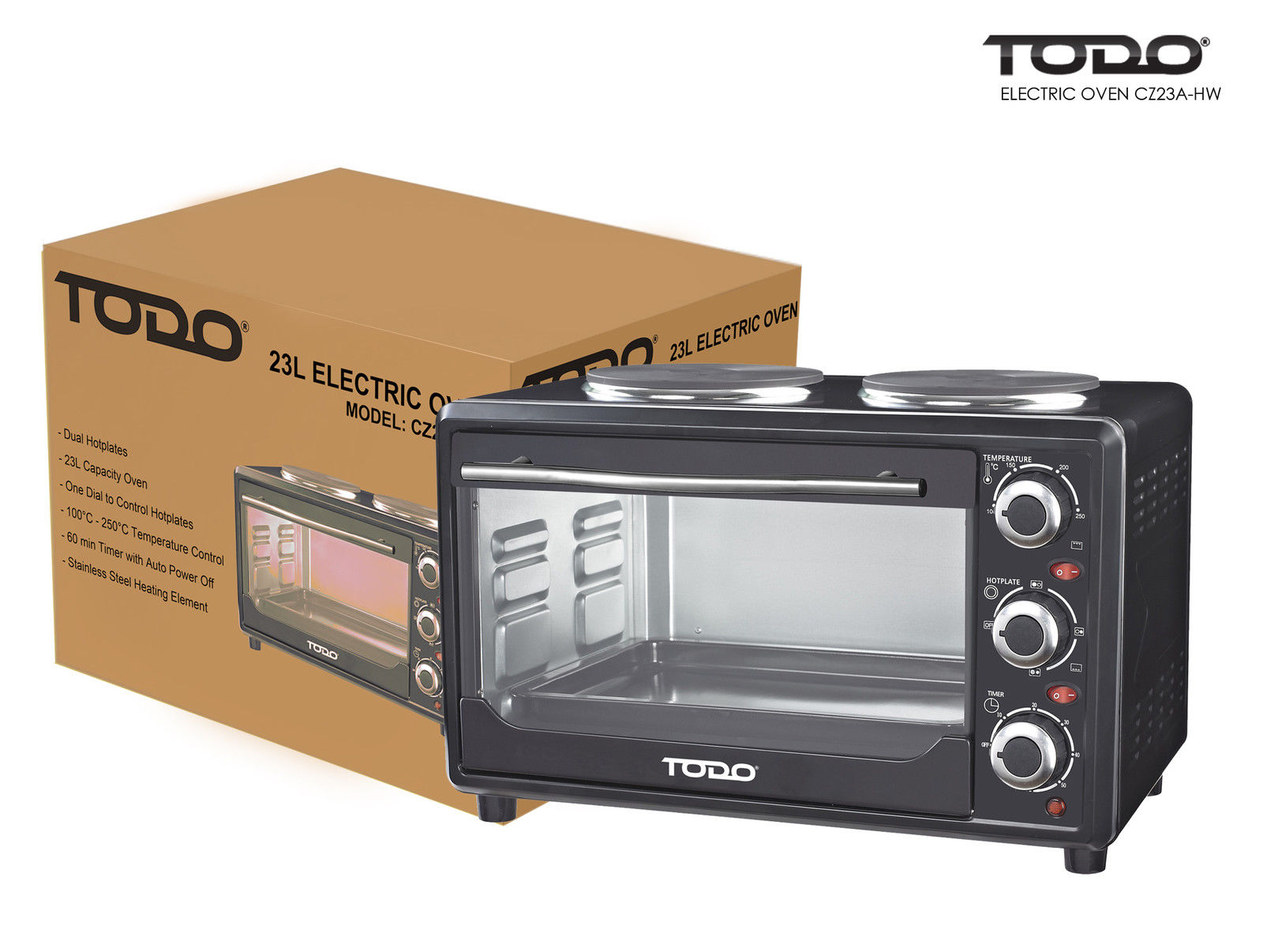 23L Benchtop Electric Oven Two Hot Plates Hotplate 10A Amp Buy Mini