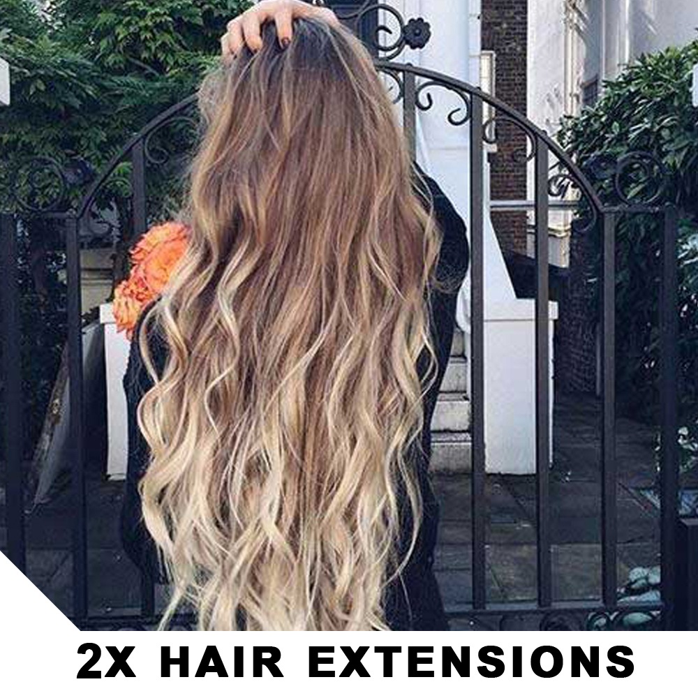 2pcs Two Tone Ombre High Grade Brown Curly Hair 7piece 16clips 24